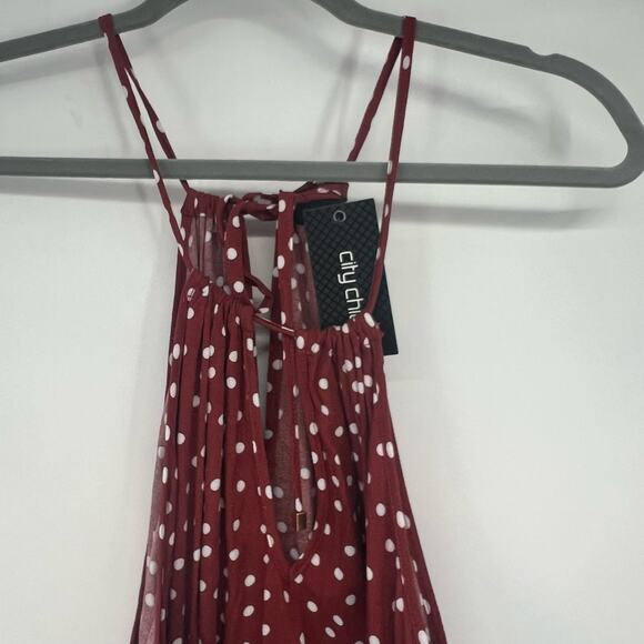 NWT City Chic Tier Spot Maxi Dress Women's Size XXL/24 Toffee Halter Neck Ruffle - Picture 4 of 10